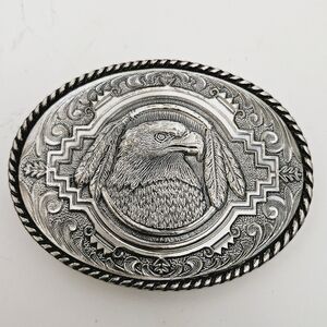 Vintage Ivan Taiwan Bald Eagle US Flag Patriotic Belt Buckle